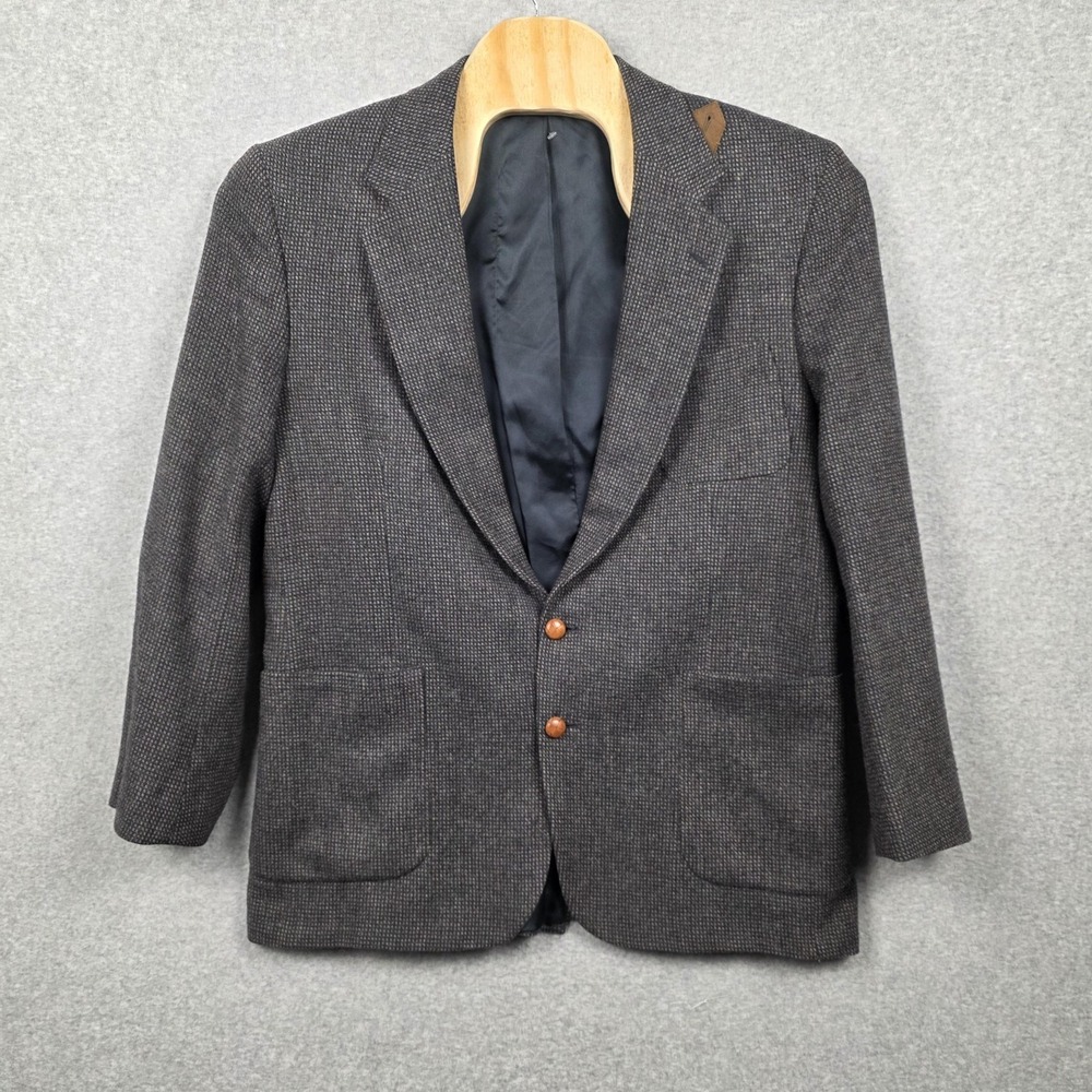 Vintage Hunt Valley Blazer Mens 46L Brown Tweed Wool Elbow Patch Sport Coat‎ 90s